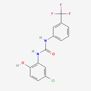 molecular formula C14H10ClF3N2O2 B1680088 Urea, N-(5-chloro-2-hydroxyphenyl)-N'-[3-(trifluoromethyl)phenyl]- CAS No. 160383-80-2