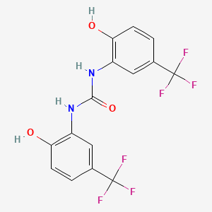 molecular formula C15H10F6N2O3 B1680090 1,3-Bis(2-hydroxy-5-(trifluoromethyl)phenyl)urea CAS No. 448895-37-2
