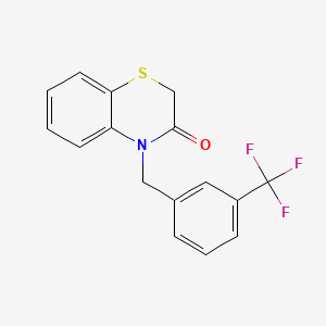 molecular formula C16H12F3NOS B1680102 4-(3-(trifluoromethyl)benzyl)-2H-benzo[b][1,4]thiazin-3(4H)-one CAS No. 353262-04-1