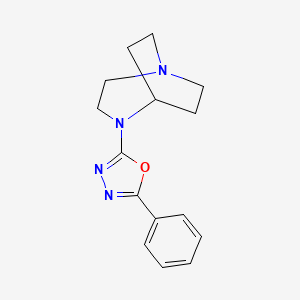 molecular formula C15H18N4O B1680105 4-(5-Phenyl-1,3,4-oxadiazol-2-yl)-1,4-diazabicyclo[3.2.2]nonane CAS No. 677723-97-6