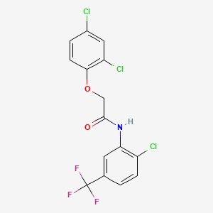 molecular formula C15H9Cl3F3NO2 B1680111 Acetanilide, 2'-chloro-2-(dichlorophenoxy)-5'-trifluoromethyl- CAS No. 6195-37-5