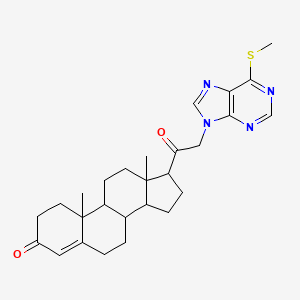 molecular formula C27H34N4O2S B1680114 10,13-Dimethyl-17-[2-(6-methylsulfanylpurin-9-yl)acetyl]-1,2,6,7,8,9,11,12,14,15,16,17-dodecahydrocyclopenta[a]phenanthren-3-one CAS No. 21170-27-4