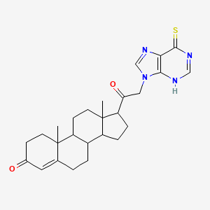 molecular formula C26H32N4O2S B1680117 10,13-dimethyl-17-[2-(6-sulfanylidene-3H-purin-9-yl)acetyl]-1,2,6,7,8,9,11,12,14,15,16,17-dodecahydrocyclopenta[a]phenanthren-3-one CAS No. 17392-79-9