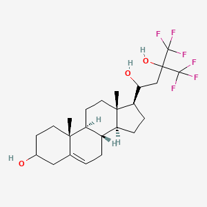 molecular formula C24H34F6O3 B1680118 Pregn-5-ene-3,20-diol, 21-(2-hydroxy-1,1,1,3,3,3-hexafluoro-2-propyl)- CAS No. 102586-30-1