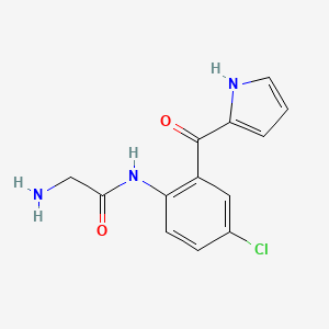molecular formula C13H12ClN3O2 B1680123 2-amino-N-[4-chloro-2-(1H-pyrrole-2-carbonyl)phenyl]acetamide CAS No. 106410-13-3
