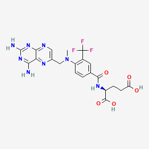 molecular formula C21H21F3N8O5 B1680125 (2S)-2-[[4-[(2,4-diaminopteridin-6-yl)methyl-methylamino]-3-(trifluoromethyl)benzoyl]amino]pentanedioic acid CAS No. 136242-91-6