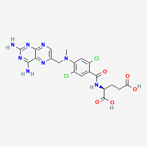 molecular formula C20H20Cl2N8O5 B1680126 L-Glutamic acid, N-(2,5-dichloro-4-(((2,4-diamino-6-pteridinyl)methyl)methylamino)benzoyl)- CAS No. 151648-46-3