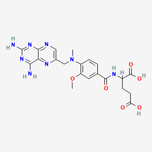 molecular formula C21H24N8O6 B1680128 2-[[4-[(2,4-Diaminopteridin-6-yl)methyl-methylamino]-3-methoxybenzoyl]amino]pentanedioic acid CAS No. 82144-26-1