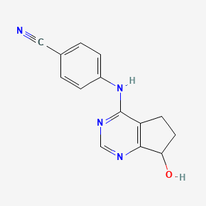 molecular formula C14H12N4O B1680135 4-(7-hydroxy-6,7-dihydro-5H-cyclopenta[d]pyrimidin-4-ylamino)benzonitrile CAS No. 105365-76-2