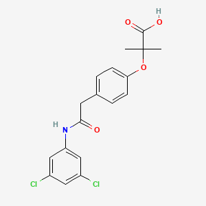 molecular formula C18H17Cl2NO4 B1680148 2-(4-(2-((3,5-Dichlorophenyl)amino)-2-oxoethyl)phenoxy)-2-methylpropanoic acid CAS No. 131179-94-7