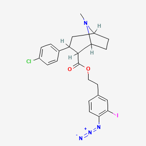 molecular formula C23H24ClIN4O2 B1680159 4'-Azido-3'-iodophenylethyl 3-(4-chlorophenyl)-tropane-2-carboxylate CAS No. 141782-67-4