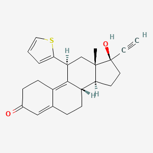 molecular formula C24H26O2S B1680167 (8S,11S,13S,14S,17R)-17-ethynyl-17-hydroxy-13-methyl-11-thiophen-2-yl-1,2,6,7,8,11,12,14,15,16-decahydrocyclopenta[a]phenanthren-3-one CAS No. 67983-56-6