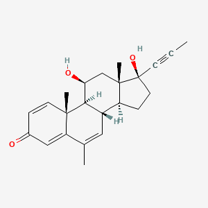 molecular formula C23H28O3 B1680172 11,17-Dihydroxy-6-methyl-17-(1-propynyl)androsta-1,4,6-triene-3-one CAS No. 74915-64-3