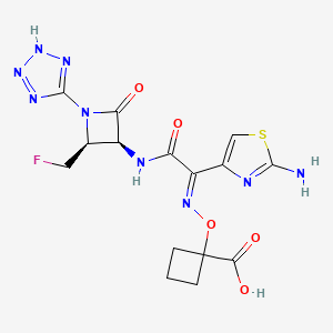 molecular formula C15H16FN9O5S B1680179 1-(((1-(2-Amino-4-thiazolyl)-2-(((4-fluoromethyl-2-oxo-1-tetrazolyl-3-azetidinyl))amino)-2-oxoethylidene)amino)oxy)cyclobutane carboxylic acid CAS No. 110012-78-7
