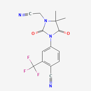 molecular formula C15H11F3N4O2 B1680186 3-(4-Cyano-3-(trifluoromethyl)phenyl)-5,5-dimethyl-2,4-dioxo-1-imidazolidineacetonitrile CAS No. 143782-63-2