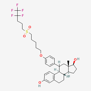 molecular formula C34H43F5O5S B1680187 Estra-1,3,5(10)-triene-3,17-diol, 11-[4-[[5-[(4,4,5,5,5-pentafluoropentyl)sulfonyl]pentyl]oxy]phenyl]-, (11beta,17beta)- CAS No. 151555-47-4