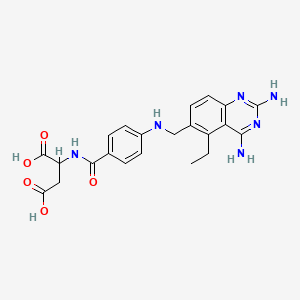 molecular formula C22H24N6O5 B1680197 2-[[4-[(2,4-Diamino-5-ethylquinazolin-6-yl)methylamino]benzoyl]amino]butanedioic acid CAS No. 136242-98-3