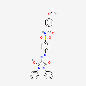 molecular formula C31H27N5O6S B1680209 N-[4-[2-(3,5-dioxo-1,2-diphenyl-pyrazolidin-4-ylidene)hydrazinyl]phenyl]sulfonyl-4-propan-2-yloxy-benzamide CAS No. 59541-35-4