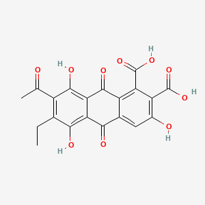 molecular formula C20H14O10 B1680211 7-Acetyl-6-ethyl-9,10-dihydro-3,5,8-trihydroxy-9,10-dioxoanthracene-1,2-dicarboxylic acid CAS No. 6219-66-5