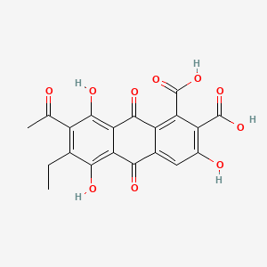 molecular formula C20H14O10 B1680211 1,2-Anthracenedicarboxylic acid, 7-acetyl-6-ethyl-9,10-dihydro-3,5,8-trihydroxy-9,10-dioxo- CAS No. 6219-66-5