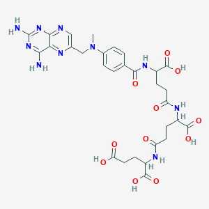 molecular formula C30H36N10O11 B1680216 L-Glutamic acid, N-(4-(((2,4-diamino-6-pteridinyl)methyl)methylamino)benzoyl)-L-gamma-glutamyl-L-gamma-glutamyl- CAS No. 41600-14-0
