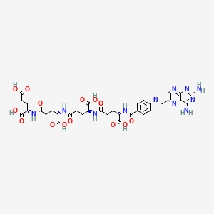 molecular formula C35H43N11O14 B1680217 L-Glutamic acid, N-(N-(N-(N-(4-(((2,4-diamino-6-pteridinyl)methyl)-methylamino)benzoyl)-L-gamma-glutamyl)-L-gamma-glutamyl)-L-gamma-glutamyl)- CAS No. 73610-81-8