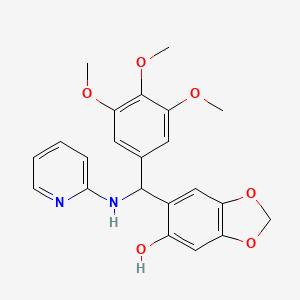 molecular formula C22H22N2O6 B1680219 6-[(Pyridin-2-ylamino)-(3,4,5-trimethoxyphenyl)methyl]-1,3-benzodioxol-5-ol CAS No. 299421-08-2