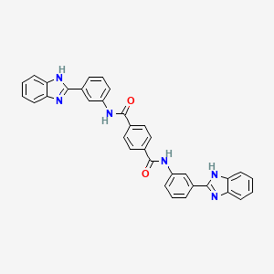 molecular formula C34H24N6O2 B1680230 1-N,4-N-bis[3-(1H-benzimidazol-2-yl)phenyl]benzene-1,4-dicarboxamide CAS No. 500538-94-3