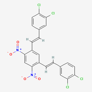 molecular formula C22H12Cl4N2O4 B1680235 1,5-bis[(E)-2-(3,4-dichlorophenyl)ethenyl]-2,4-dinitrobenzene CAS No. 1618672-71-1