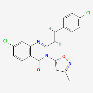 molecular formula C20H13Cl2N3O2 B1680239 7-chloro-2-[(E)-2-(4-chlorophenyl)ethenyl]-3-(3-methyl-1,2-oxazol-5-yl)quinazolin-4-one CAS No. 139449-81-3