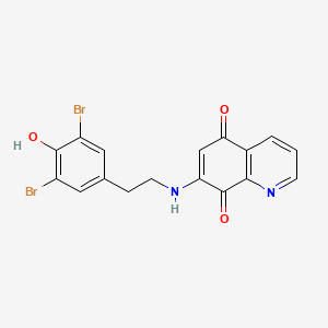 molecular formula C17H12Br2N2O3 B1680244 7-((2-(3,5-Dibromo-4-hydroxyphenyl)ethyl)amino)-5,8-quinolinedione CAS No. 382605-72-3