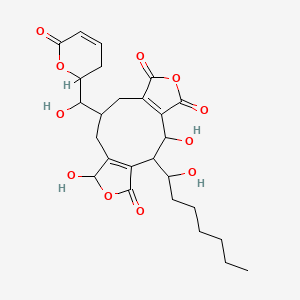 3,13-Dihydroxy-2-(1-hydroxyheptyl)-10-[hydroxy-(6-oxo-2,3-dihydropyran-2-yl)methyl]-6,14-dioxatricyclo[10.3.0.04,8]pentadeca-1(12),4(8)-diene-5,7,15-trione