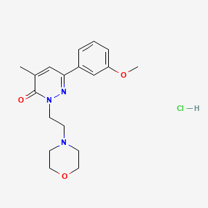 molecular formula C18H24ClN3O3 B1680276 3(2H)-Pyridazinone, 6-(m-methoxyphenyl)-4-methyl-2-(2-morpholinoethyl)-, hydrochloride CAS No. 13299-99-5