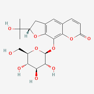 molecular formula C20H24O10 B1680288 2-(2-Hydroxypropan-2-yl)-9-[3,4,5-trihydroxy-6-(hydroxymethyl)oxan-2-yl]oxy-2,3-dihydrofuro[3,2-g]chromen-7-one CAS No. 20320-81-4
