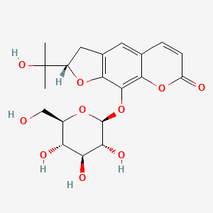 molecular formula C20H24O10 B1680288 (2S)-2-(2-hydroxypropan-2-yl)-9-[(2S,3R,4S,5S,6R)-3,4,5-trihydroxy-6-(hydroxymethyl)oxan-2-yl]oxy-2,3-dihydrofuro[3,2-g]chromen-7-one CAS No. 20320-81-4