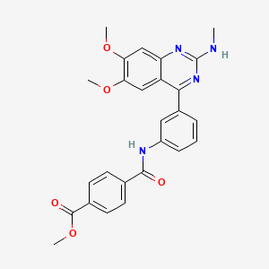 molecular formula C26H24N4O5 B1680292 Methyl 4-((3-(6,7-dimethoxy-2-(methylamino)quinazolin-4-yl)phenyl)carbamoyl)benzoate CAS No. 947620-48-6