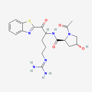 molecular formula C20H26N6O4S B1680341 (2S,4R)-1-acetyl-N-(1-(benzo[d]thiazol-2-yl)-5-guanidino-1-oxopentan-2-yl)-4-hydroxypyrrolidine-2-carboxamide CAS No. 287183-00-0