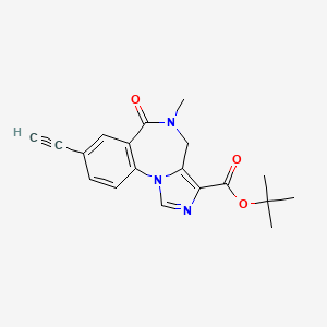 molecular formula C19H19N3O3 B1680352 Tert-butyl 12-ethynyl-8-methyl-9-oxo-2,4,8-triazatricyclo[8.4.0.0^{2,6}]tetradeca-1(14),3,5,10,12-pentaene-5-carboxylate CAS No. 173990-15-3