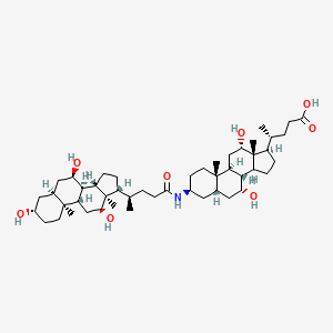 molecular formula C48H79NO8 B1680357 (4R)-4-[(3S,5S,7R,8R,9S,10S,12S,13R,14S,17R)-7,12-dihydroxy-10,13-dimethyl-3-[[(4R)-4-[(3S,5S,7R,8R,9S,10S,12S,13R,14S,17R)-3,7,12-trihydroxy-10,13-dimethyl-2,3,4,5,6,7,8,9,11,12,14,15,16,17-tetradecahydro-1H-cyclopenta[a]phenanthren-17-yl]pentanoyl]amino]-2,3,4,5,6,7,8,9,11,12,14,15,16,17-tetradecahydro-1H-cyclopenta[a]phenanthren-17-yl]pentanoic acid CAS No. 142974-51-4