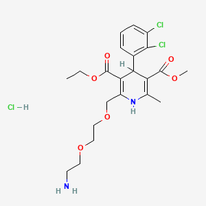 molecular formula C22H29Cl3N2O6 B1680361 (((Amino-2-ethoxy)-2-ethoxy)methyl)-2-(dichloro-2',3'-phenyl)-4-ethoxycarbonyl-3-methoxycarbonyl-5-methyl-6-dihydro-1,4-pyridine CAS No. 132636-01-2