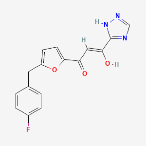 molecular formula C16H12FN3O3 B1680365 1-(5-(4-Fluorobenzyl)furan-2-yl)-3-hydroxy-3-(1H-1,2,4-triazol-3-yl)propene CAS No. 280571-30-4