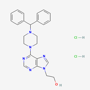 molecular formula C24H28Cl2N6O B1680367 6-(4-Benzhydryl-1-piperazinyl)-9H-purine-9-ethanol dihydrochloride CAS No. 24932-86-3