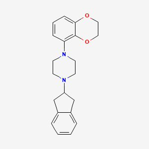 molecular formula C21H24N2O2 B1680371 4-(苯并二氧杂环-5-基)-1-(茚满-2-基)哌嗪 CAS No. 146998-34-7