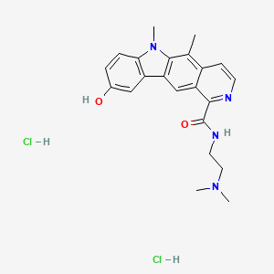 molecular formula C22H26Cl2N4O2 B1680374 6H-Pyrido(4,3-b)carbazole-1-carboxamide, N-(2-(dimethylamino)ethyl)-9-hydroxy-5,6-dimethyl-, dihydrochloride CAS No. 178169-99-8