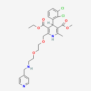 molecular formula C28H33Cl2N3O6 B1680375 5-O-ethyl 3-O-methyl 4-(2,3-dichlorophenyl)-2-methyl-6-[2-[2-(pyridin-4-ylmethylamino)ethoxy]ethoxymethyl]-1,4-dihydropyridine-3,5-dicarboxylate CAS No. 151489-04-2