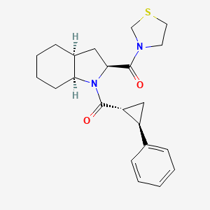 molecular formula C22H28N2O2S B1680377 [(2S,3aS,7aS)-Octahydro-1-[[(1R,2R)-2-phenylcyclopropyl]carbonyl]-1H-indol-2-yl]-3-thiazolidinyl--methanone CAS No. 176797-26-5