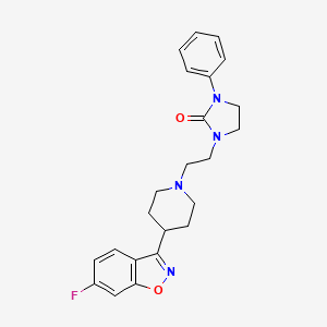 molecular formula C23H25FN4O2 B1680378 1-(2-(4-(6-Fluoro-1,2-benzisoxazol-3-YL)-1-piperidinyl)ethyl)-3-phenyl-2-imidazolidinone CAS No. 200398-40-9
