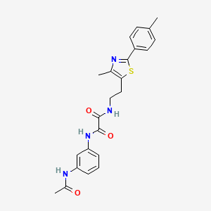 molecular formula C23H24N4O3S B1680381 N1-(3-acetamidophenyl)-N2-(2-(4-methyl-2-(p-tolyl)thiazol-5-yl)ethyl)oxalamide CAS No. 897613-29-5