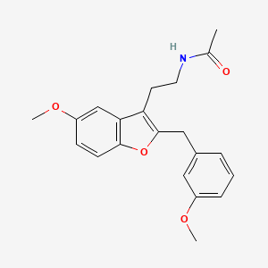 molecular formula C21H23NO4 B1680391 N-[2-[5-methoxy-2-[(3-methoxyphenyl)methyl]-1-benzofuran-3-yl]ethyl]acetamide CAS No. 229323-14-2