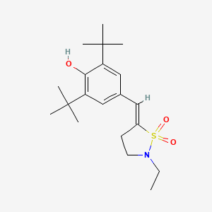 molecular formula C20H31NO3S B1680393 2,6-ditert-butyl-4-[(E)-(2-ethyl-1,1-dioxo-1,2-thiazolidin-5-ylidene)methyl]phenol CAS No. 158089-95-3
